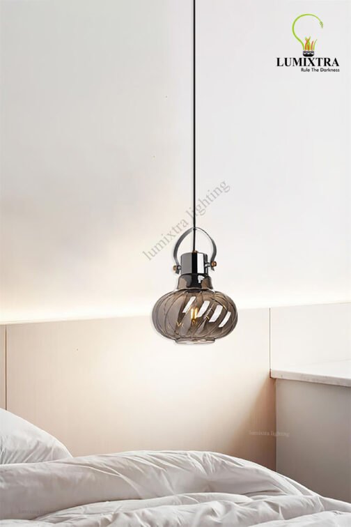 Brass Metal and Glass Hanging Light - Image 8