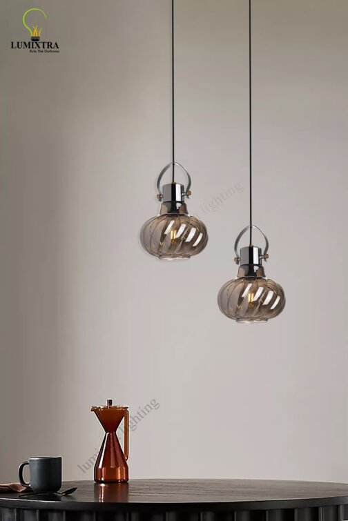 Brass Metal and Glass Hanging Light - Image 2