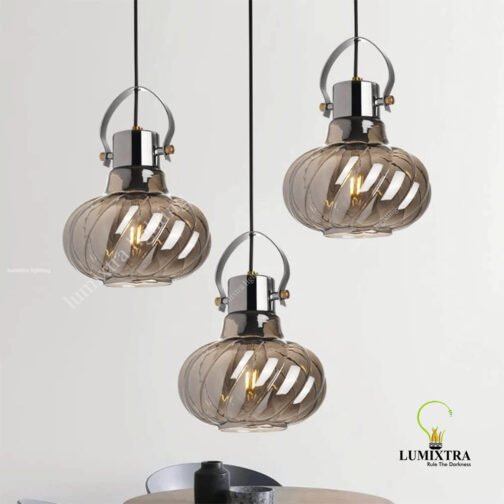 Brass Metal and Glass Hanging Light - Image 4