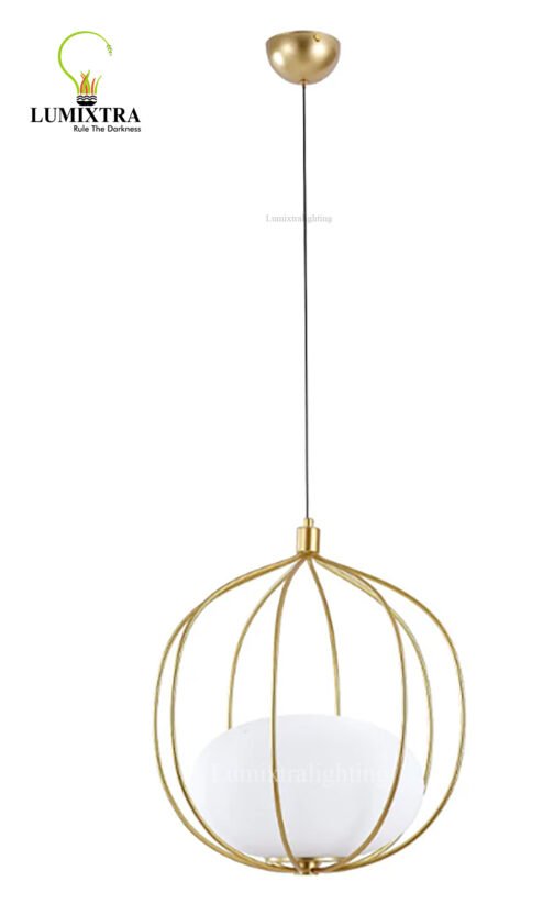 Gold metal cage pendent light - Image 2