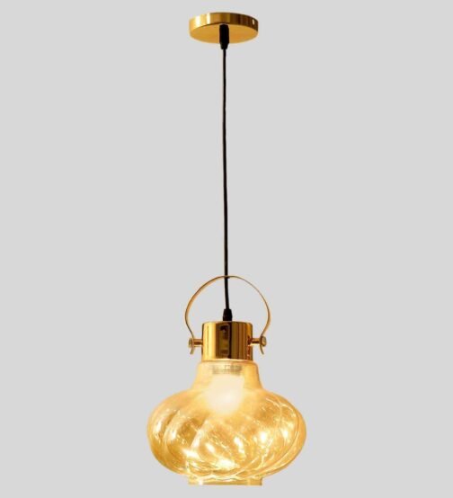 Brass Metal and Glass Hanging Light - Image 11