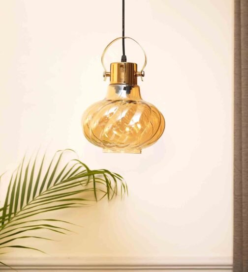 Brass Metal and Glass Hanging Light - Image 12