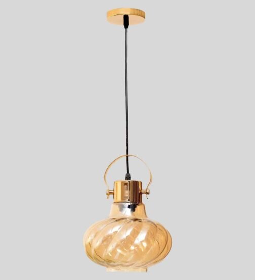 Brass Metal and Glass Hanging Light